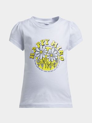 Jet Younger Girls White Happy Mind T-Shirt