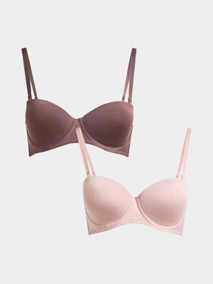 Jet Women's Blush/Taupe 2 Pack Bra