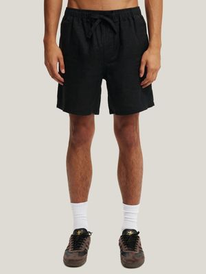 Men's Cotton On Black Linen Easy Shorts