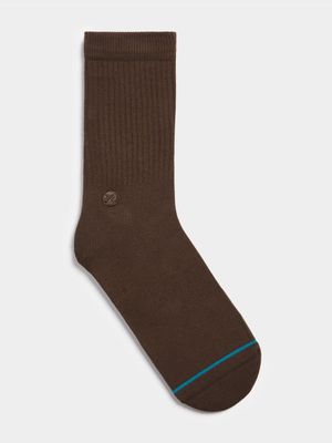 Stance Unisex Icon Brown Crew Socks