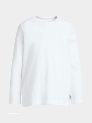 Younger Boy's White Basic T-Shirt