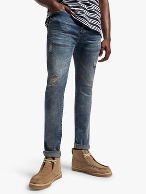 Men's Relay Jeans Super Skinny Red Tint Blue Jeans