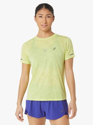 Womens Asics Metarun Short Sleeve Yellow Tee