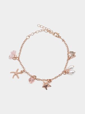 Girl's Rose Gold Starfish Charm Bracelet