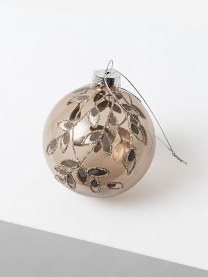 Foliage Brown & Silver Bauble 8cm