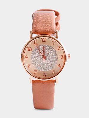 Girl's Tan Glitter Watch