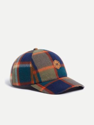 Men's Markham Check Melton 6 Panel Curve Peaks Muliti Navy Cap