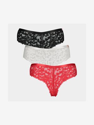 3 Pack Lace Brazilian Panties