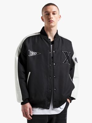 Men's Black Varsity Bomber Jacket