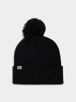 MKM Black Basic Bobble Beanie