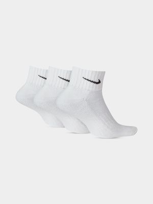 Nike Cushioned 3 Pack White Ankle Socks