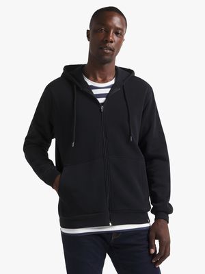 Men's Black Zip Through Hoodie