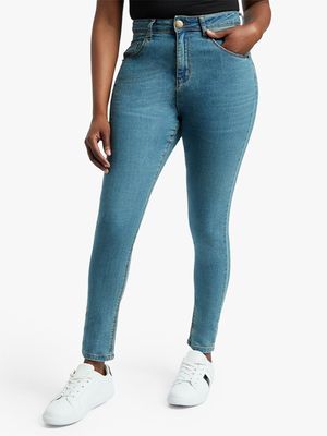 Women's Light Blue Tea Stain Wash Skinny Jeans