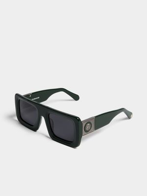 Fabiani Men's Green/Gunmetal Rectangle Wayfarer Sunglasses