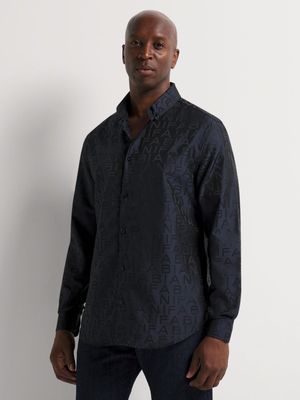 Fabiani Men's Jacquard Navy Shirt