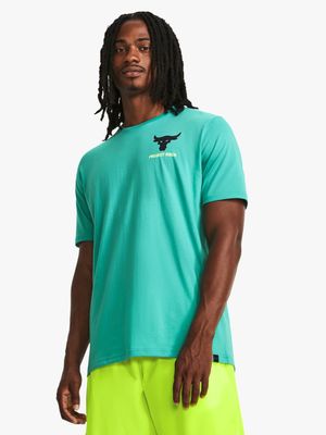 Mens Under Armour Project Rock Brahma Aqua Short Sleeve Tee