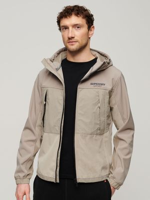 Men's Superdry Brown Hooded Hybrid Trekker Jacket