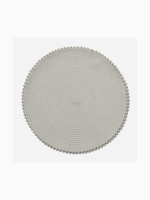 pom pom placemat grey 38cm