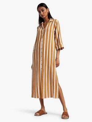 Kimono Sleeve Midi Shirt Dress