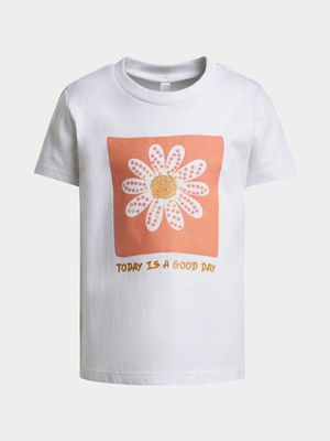 Older Girl's White Graphic Print T-Shirt