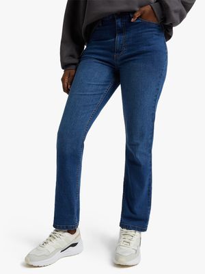 Women's Mid Blue Slim Straight Leg Jeans