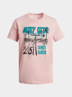 Older Boy's Pink Graphic Print T-Shirt