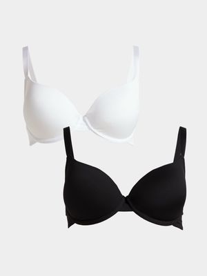 Jet Women's White/Black 2 Pack T-Shirt Bra