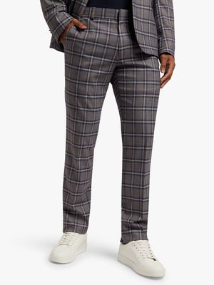 MKM Grey/Navy Slim Check Fashion Suit Trouser