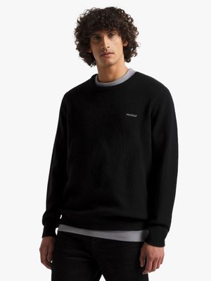 Men's Pringle Black Johnson Lambswool Crewneck Jersey