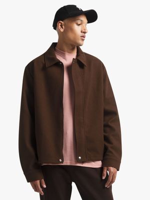 Men's Brown Melton Shacket