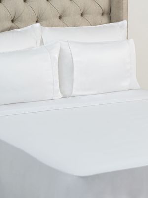 Grace Silkiest Tencel 300 Thread Count Sateen Flat Sheet White