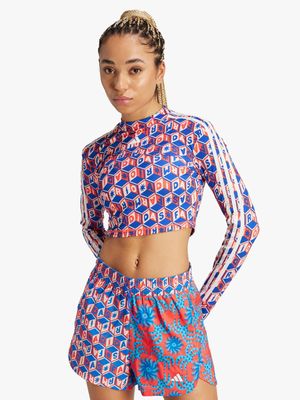 Womens adidas Farm Long Sleeve Blue/Multi Colour Top