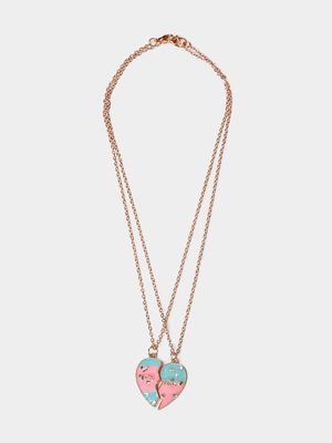 Girl's Gold Heart Best Friends Necklace Set