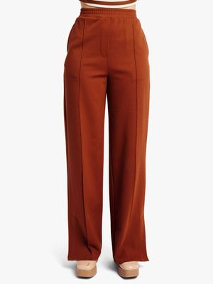 Women's Me&B Brown Casual Tailored Ponti Pants