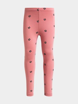 Older Girl's Pink Daisy Print Leggings