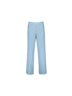 Women's Blue Ribbed Wide Leg Pants