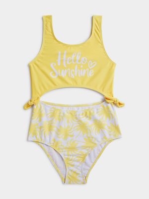 Jet Older Girls Yellow Cut Out 1 Piece Swim Suit