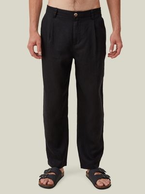 Men's Cotton On Black Linen Pleat Pants