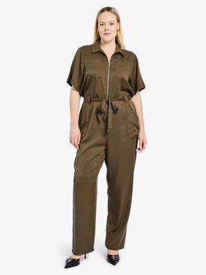 Women's Me&B Beige Short Sleeve Boilersuit