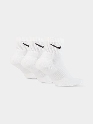 Nike Unisex 3-Pack Everyday Cushioned White Ankle Socks