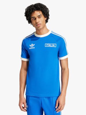 Mens adidas Italy Adicolour Classics 3-stripes Blue Tee