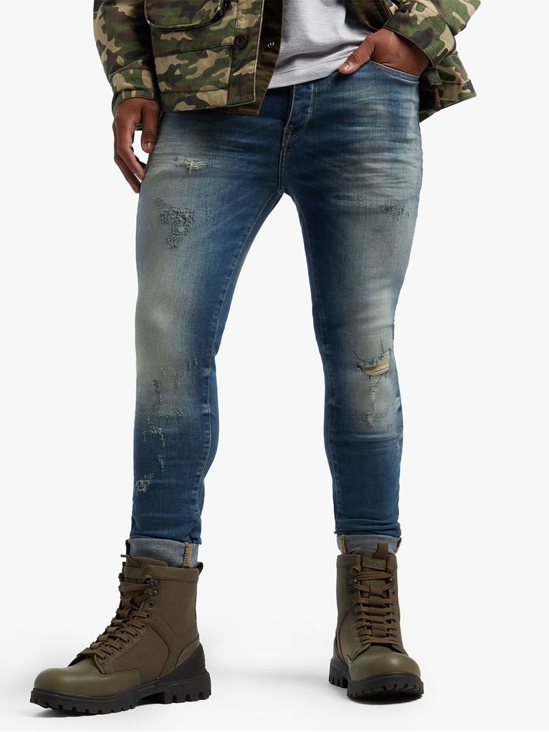 Men's Relay Jeans Super Skinny Blue Tint Destroy Jean - Bash.com Men's Relay Jeans Super Skinny Blue Tint Destroy Jean - Bash.com