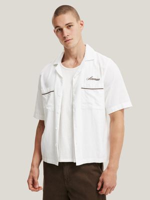 Men's Cotton On White Cabana Short Sleeve Shirt