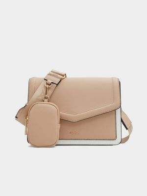 Women's ALDO Beige Woawen Crossbody Bag