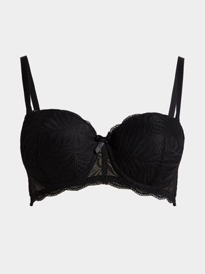 Jet Women's Single Lace Black T-Shirt Fashion Bra