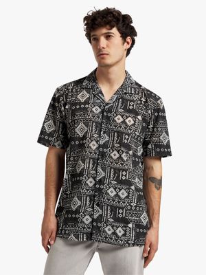 Men's Markham Burnout Tribal Black Shirt