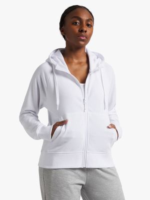 Women's TS Zip Thru White Hoodie