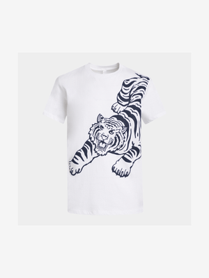 Younger Boy's White Graphic Print T-Shirt