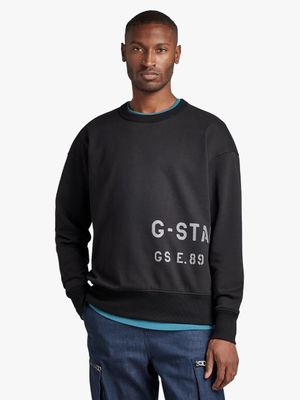 G-Star Men's Graphic Oversized Black Sweat Top