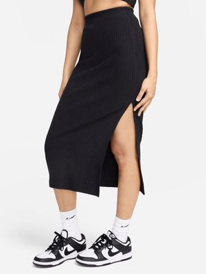 Nike Women's NSW Chill Rib Slim Midi Black Skirt